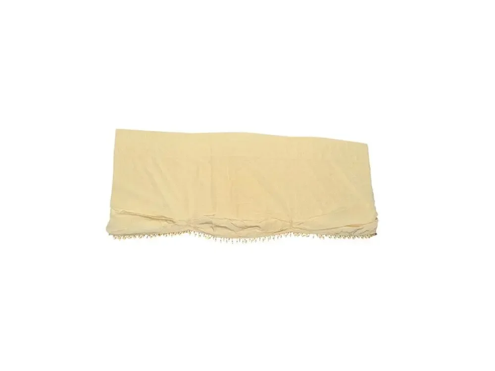 Set 3 Beautiful Wide Beaded Valances Short Curtains Yellow Fringe Trim Scalloped
